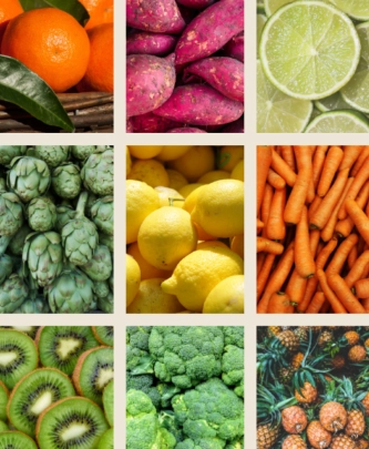 spring vegetables and fruits