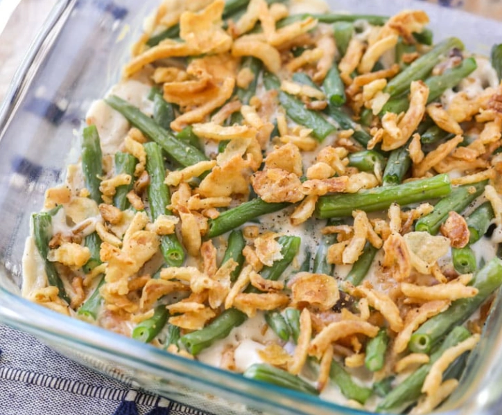 green bean casserole with fresh green beans