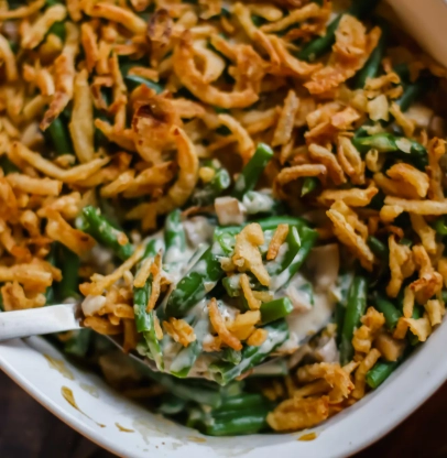 green bean casserole with fresh green beans